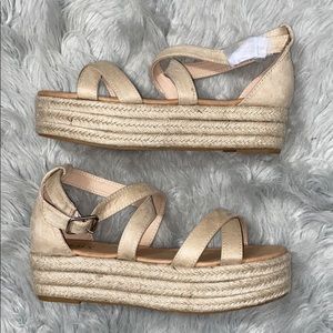 Boutique taupe espadrille wedge sandals